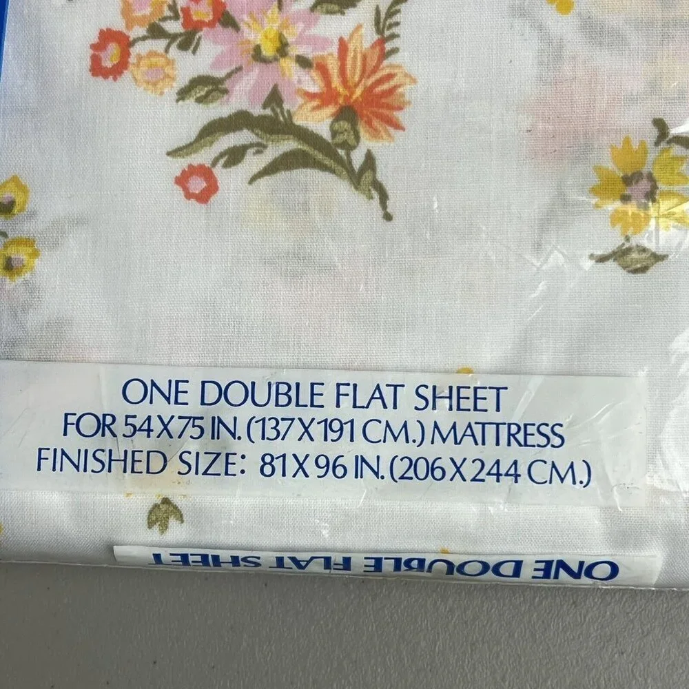 Dan River Sheet Set for Double Bed Orange Floral Fitted and Flat Sheet NWT Vtg